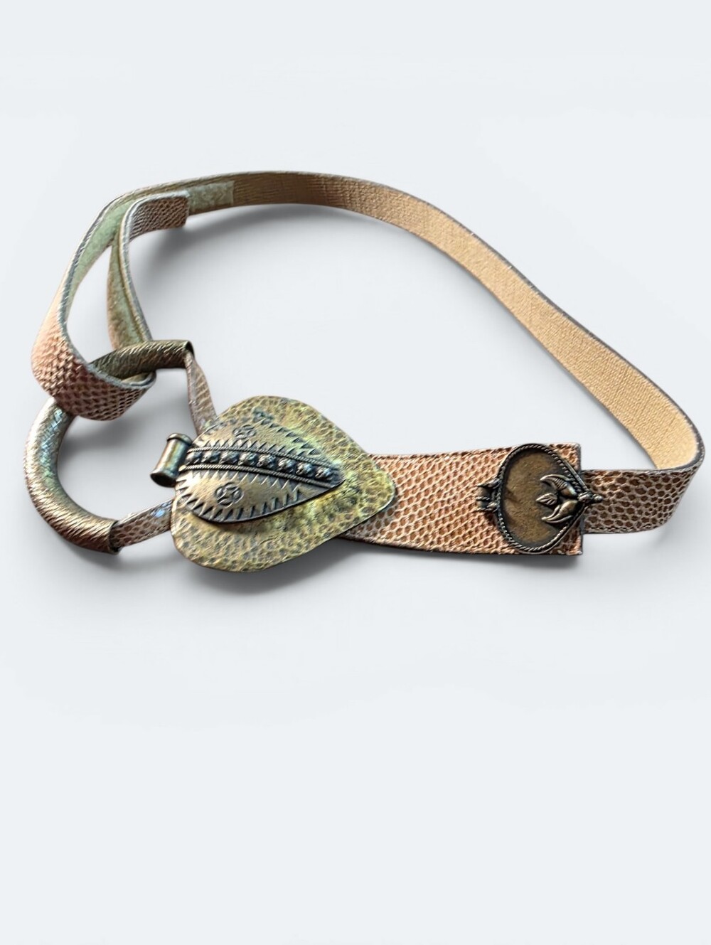 Vintage Omega 80s 90s Metallic Snake Heart Statement Belt